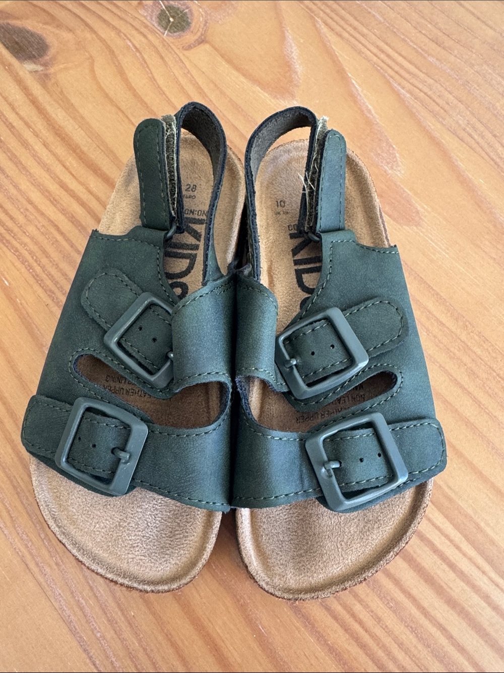 Cotton On Kids Adjustable Birkenstock like Buckle Sandals - Dark Green